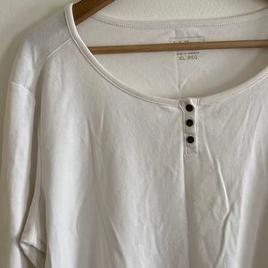 Llbean Classic White Long Sleeve Henley XL